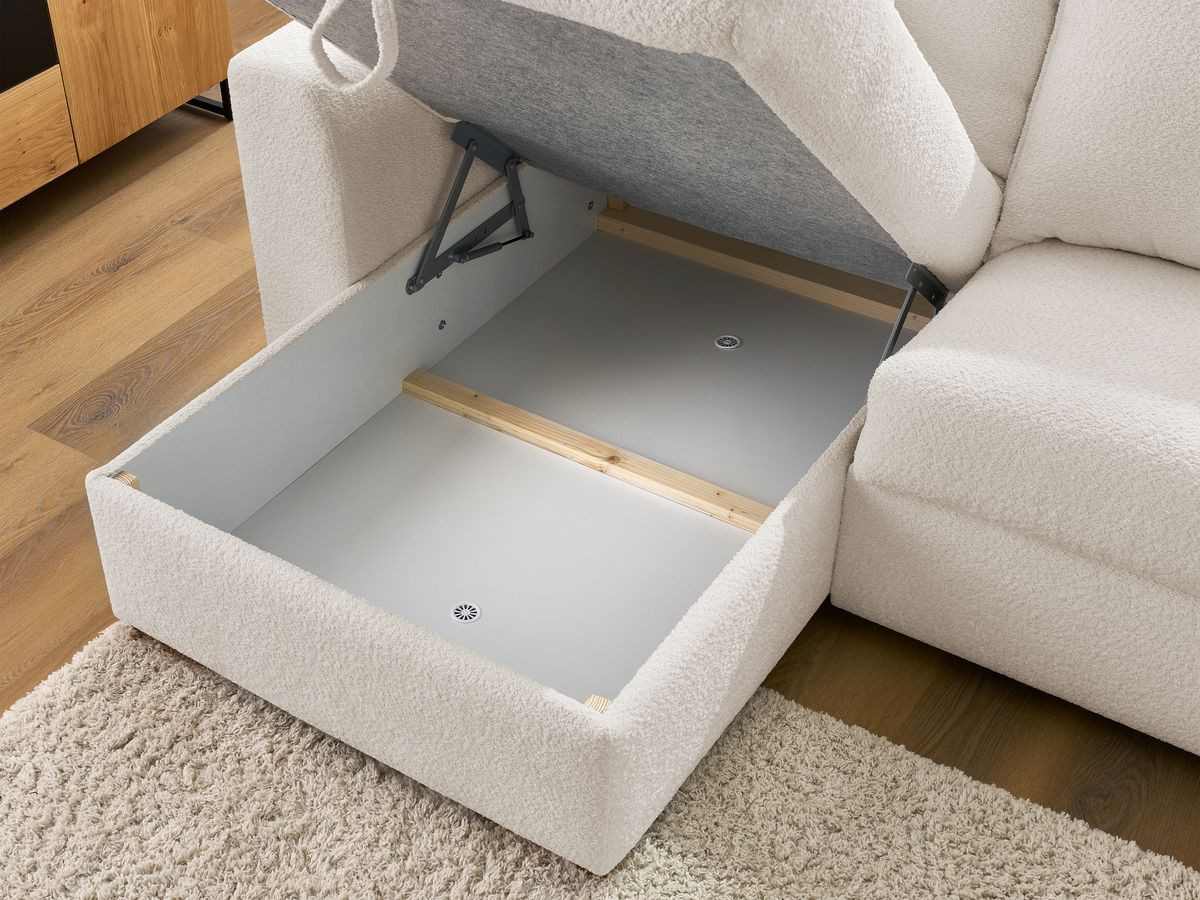 Canapé d'angle réversible convertible ouverture express AUGUSTIN tissu bouclette