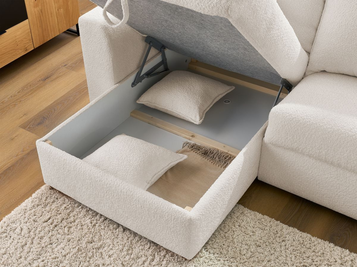 Canapé d'angle réversible convertible ouverture express AUGUSTIN tissu bouclette