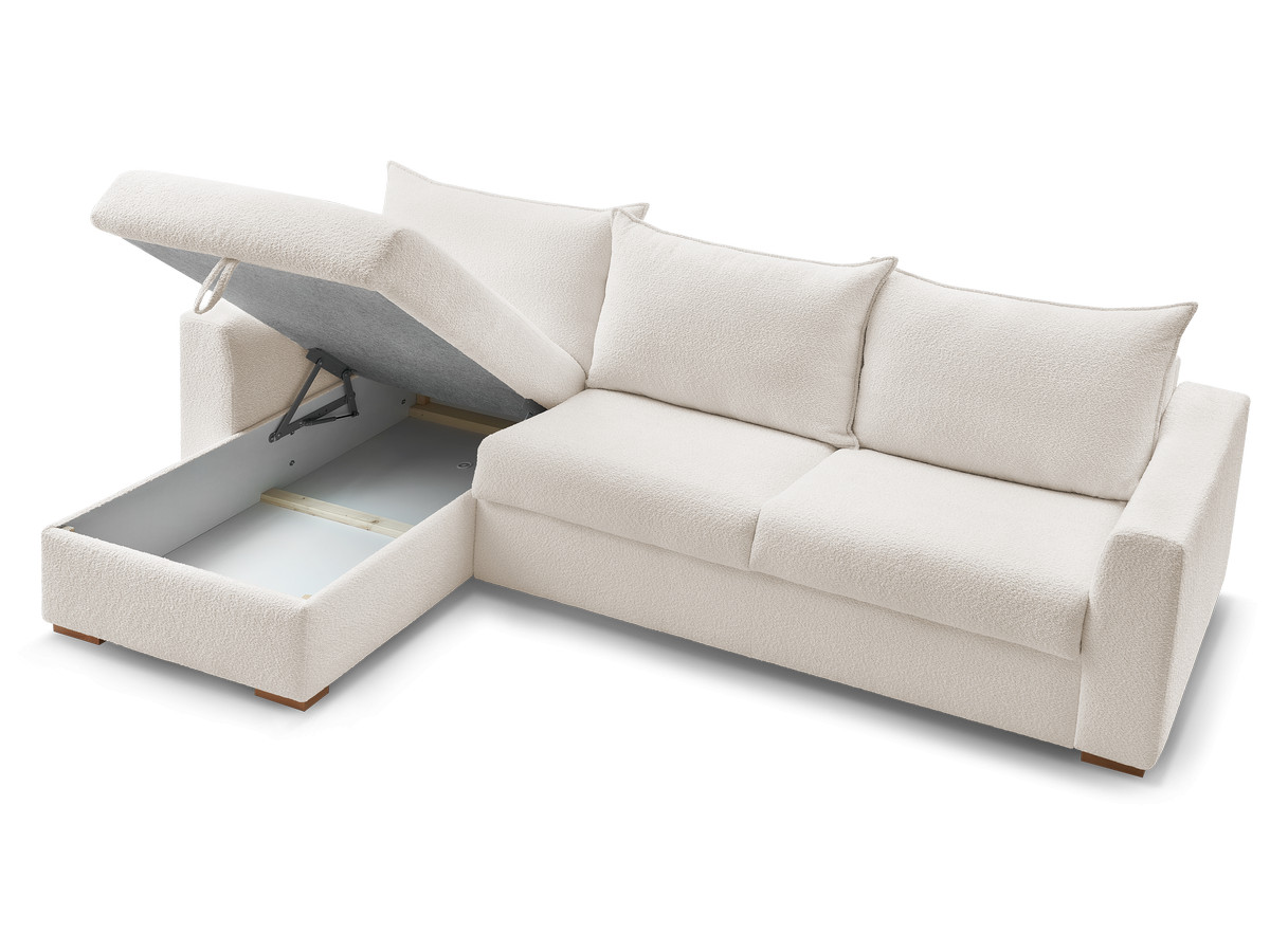 Canapé d'angle réversible convertible ouverture express AUGUSTIN tissu bouclette
