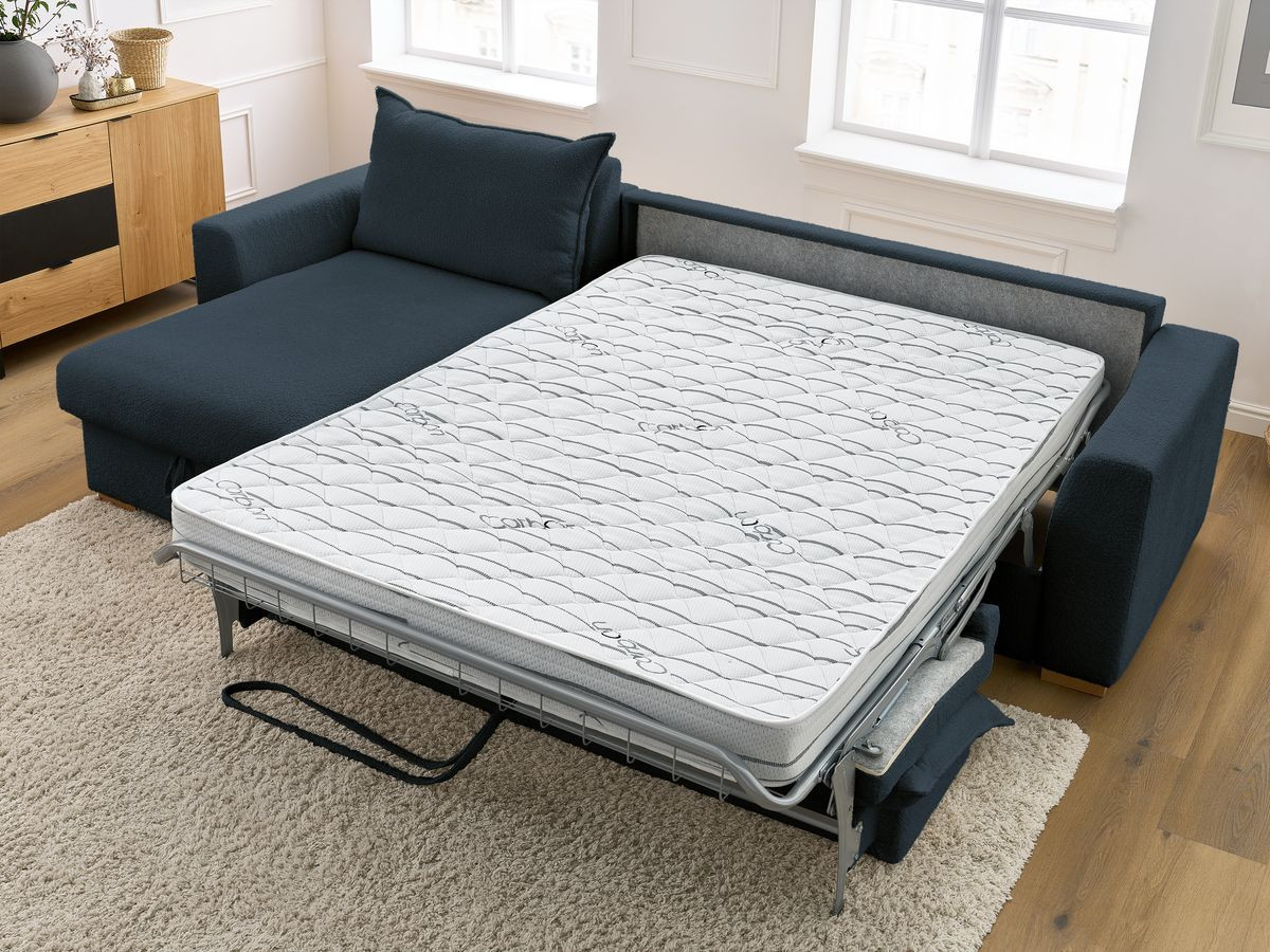 Canapé d'angle réversible convertible ouverture express AUGUSTIN tissu bouclette
