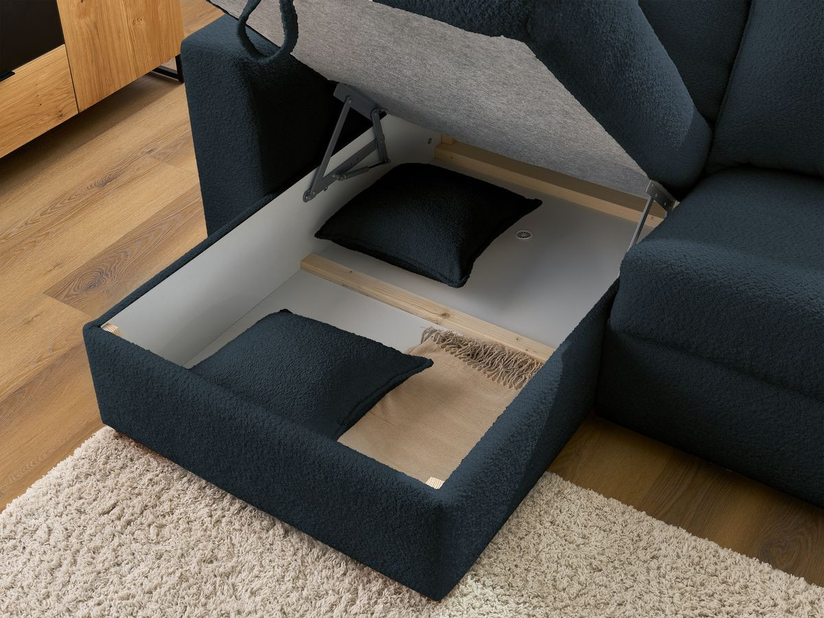 Canapé d'angle réversible convertible ouverture express AUGUSTIN tissu bouclette
