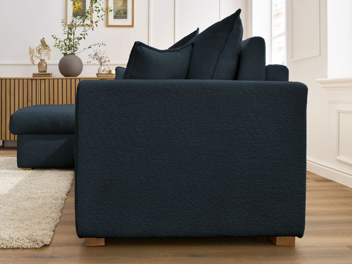 Canapé d'angle réversible convertible ouverture express AUGUSTIN tissu bouclette