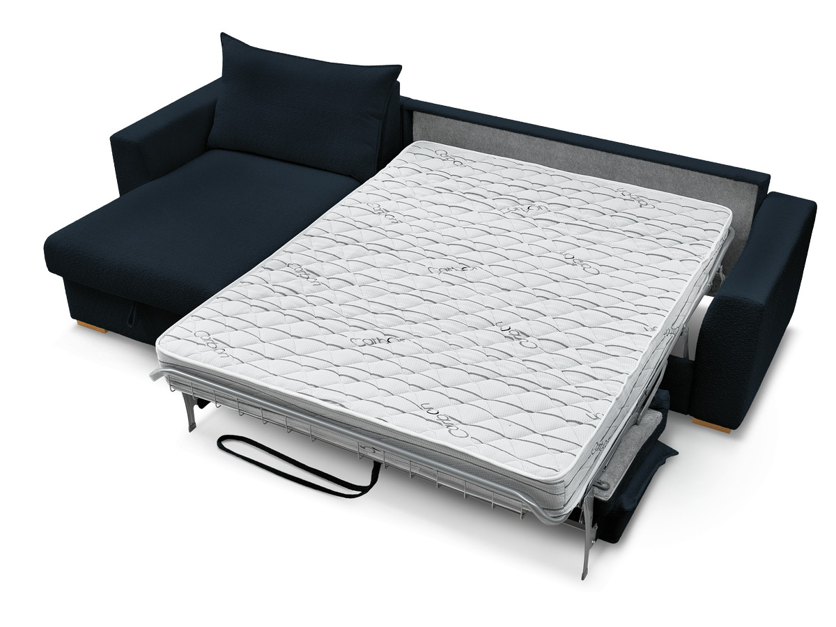Canapé d'angle réversible convertible ouverture express AUGUSTIN tissu bouclette