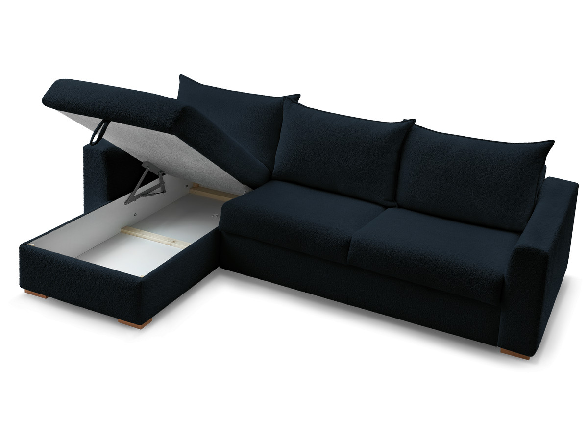 Canapé d'angle réversible convertible ouverture express AUGUSTIN tissu bouclette