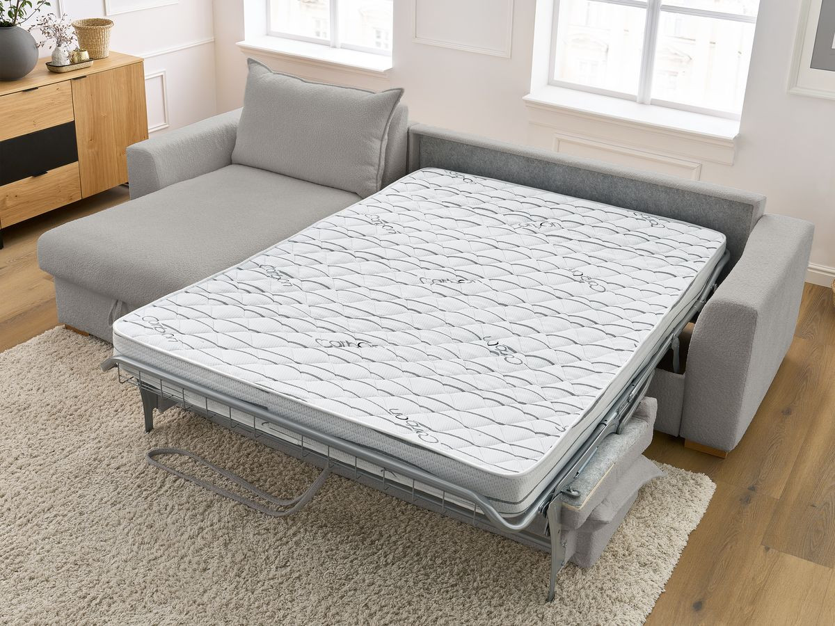 Canapé d'angle réversible convertible ouverture express AUGUSTIN tissu bouclette