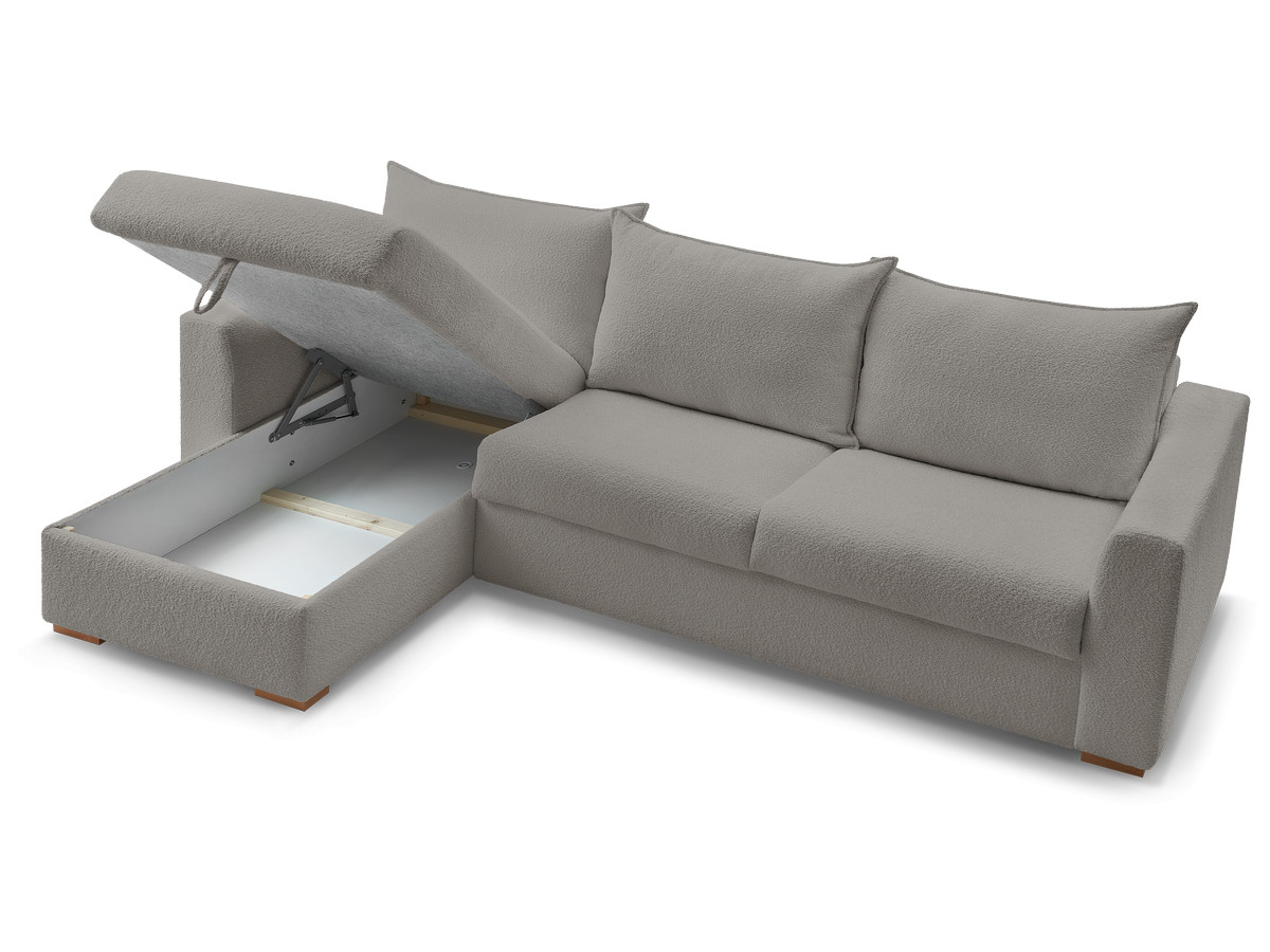 Canapé d'angle réversible convertible ouverture express AUGUSTIN tissu bouclette
