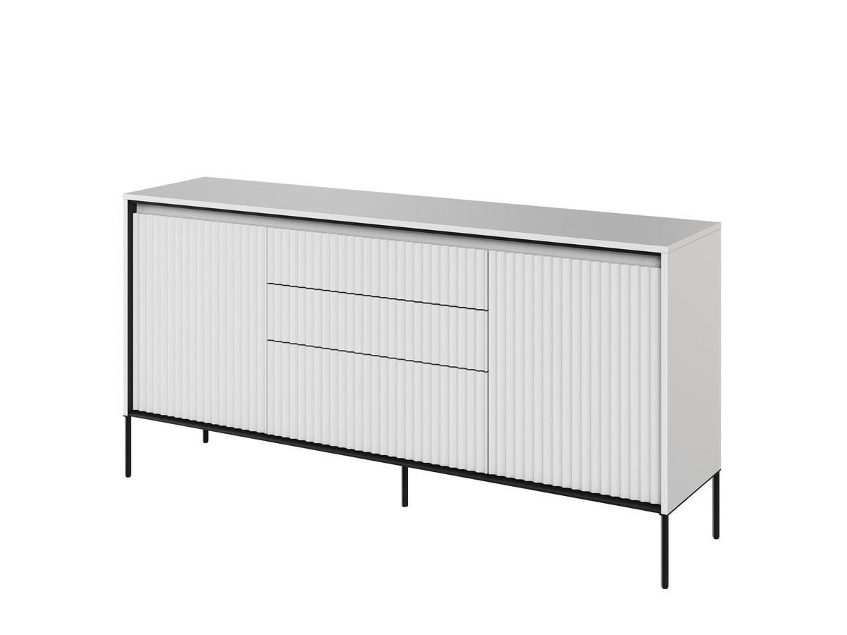 lenara 2-deurs dressoir 166 cm met lamellen en led's gekleurd wit