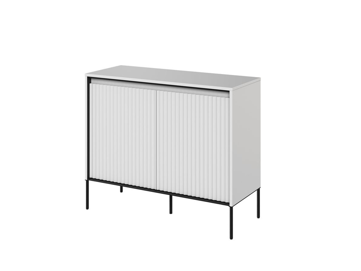 lenara 100 cm 2-deurs dressoir met lamellen en led's gekleurd wit