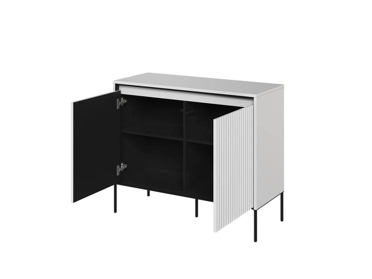 LENARA 100 cm 2-deurs dressoir met lamellen en LED's