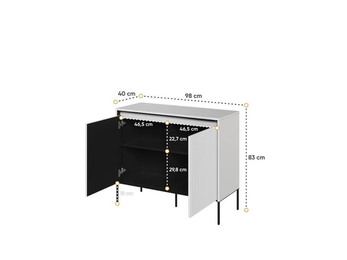 LENARA 100 cm 2-deurs dressoir met lamellen en LED's