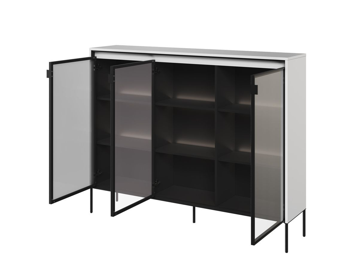 Meuble vitrine H.118 cm LENARA avec LED blanc