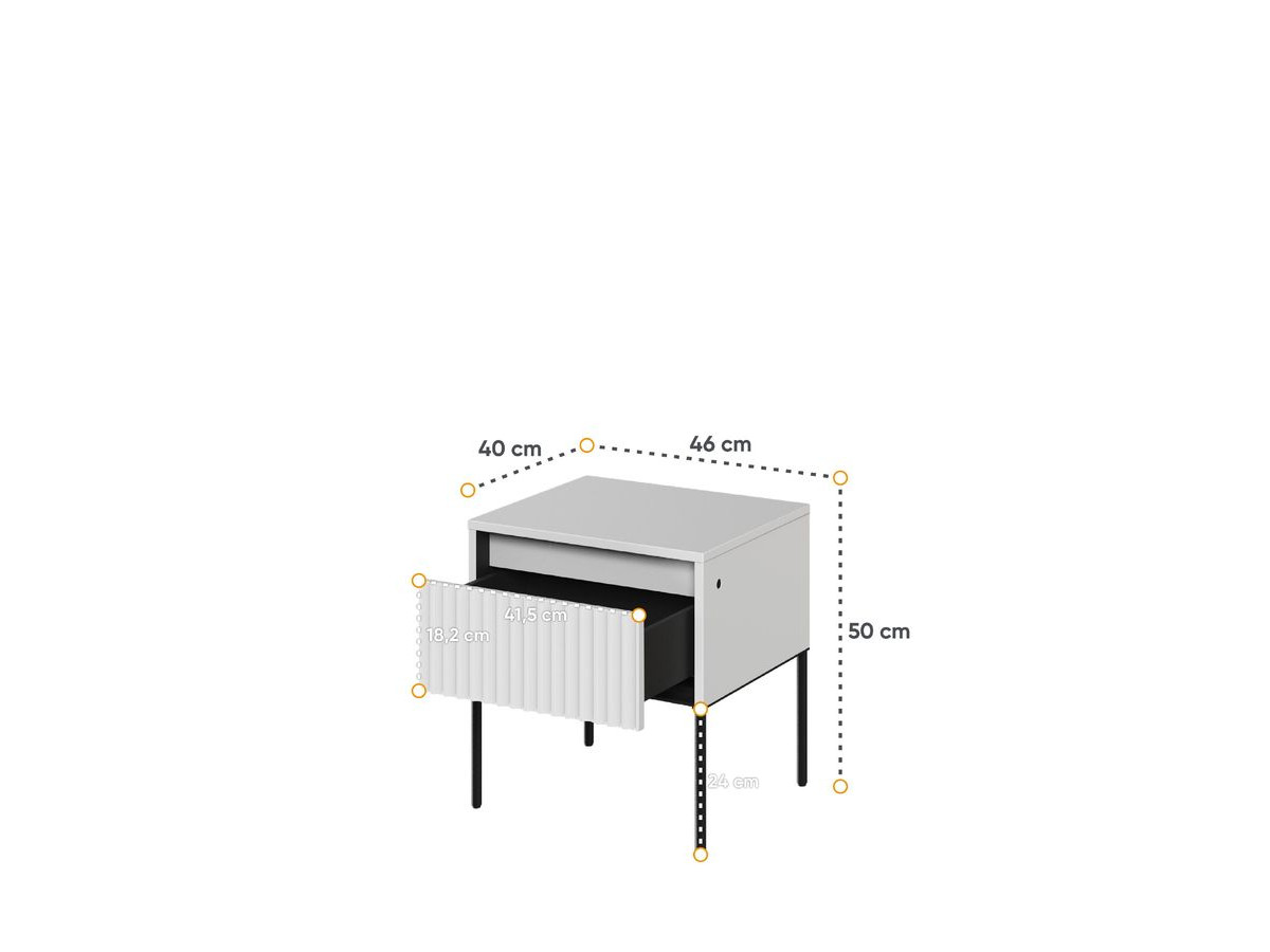 Table de chevet 1 tiroir LENARA avec tasseaux et LED