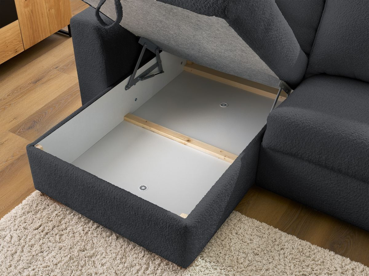 Canapé d'angle réversible convertible ouverture express AUGUSTIN tissu bouclette