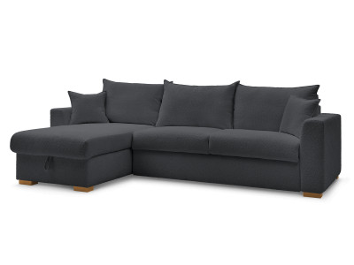 Canapé d'angle réversible convertible ouverture express AUGUSTIN tissu bouclette