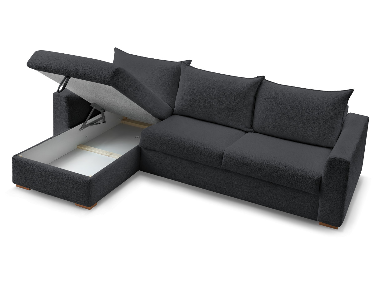 Canapé d'angle réversible convertible ouverture express AUGUSTIN tissu bouclette