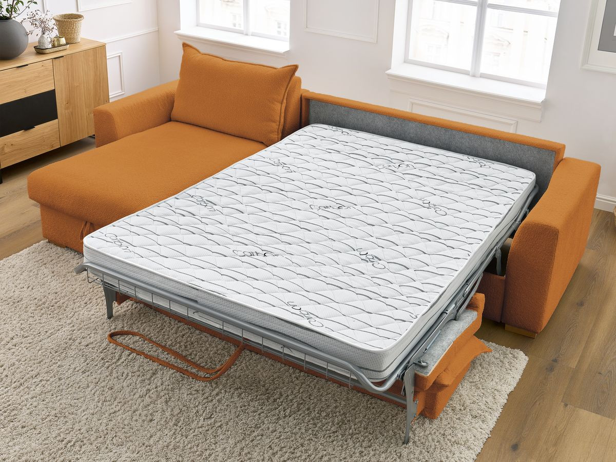 Canapé d'angle réversible convertible ouverture express AUGUSTIN tissu bouclette