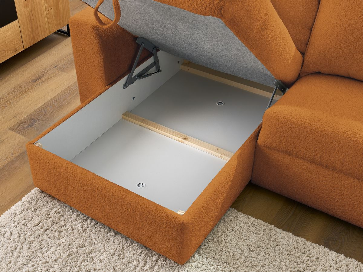 Canapé d'angle réversible convertible ouverture express AUGUSTIN tissu bouclette