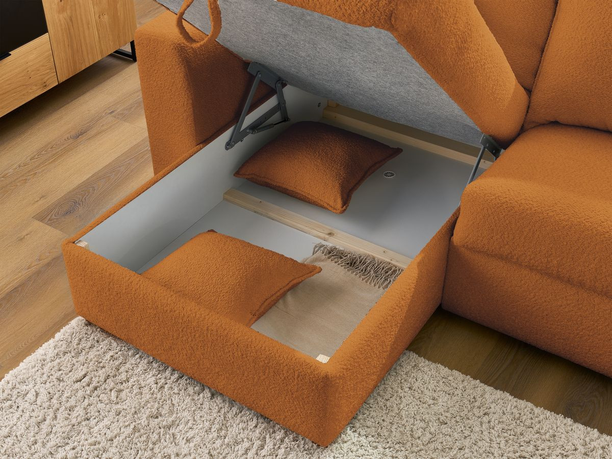 Canapé d'angle réversible convertible ouverture express AUGUSTIN tissu bouclette