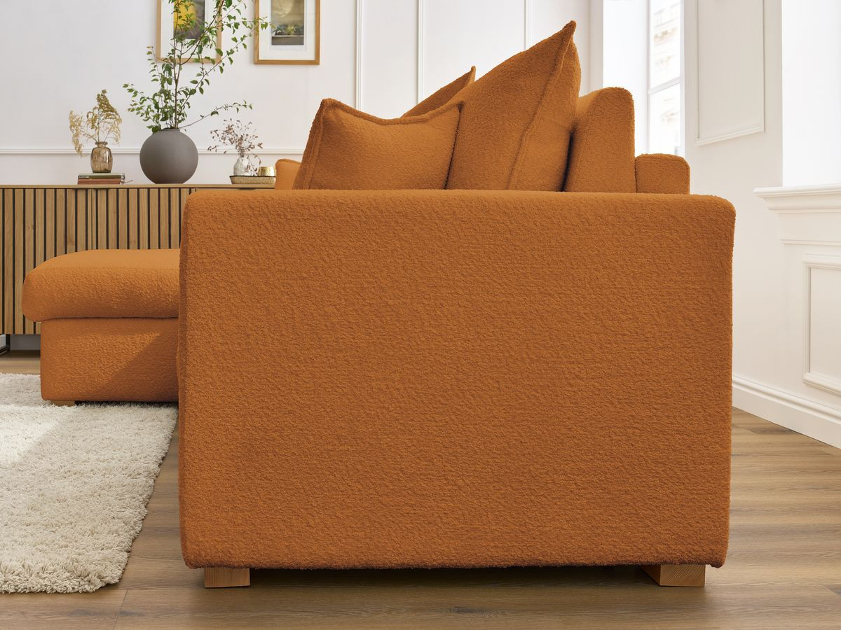 Canapé d'angle réversible convertible ouverture express AUGUSTIN tissu bouclette