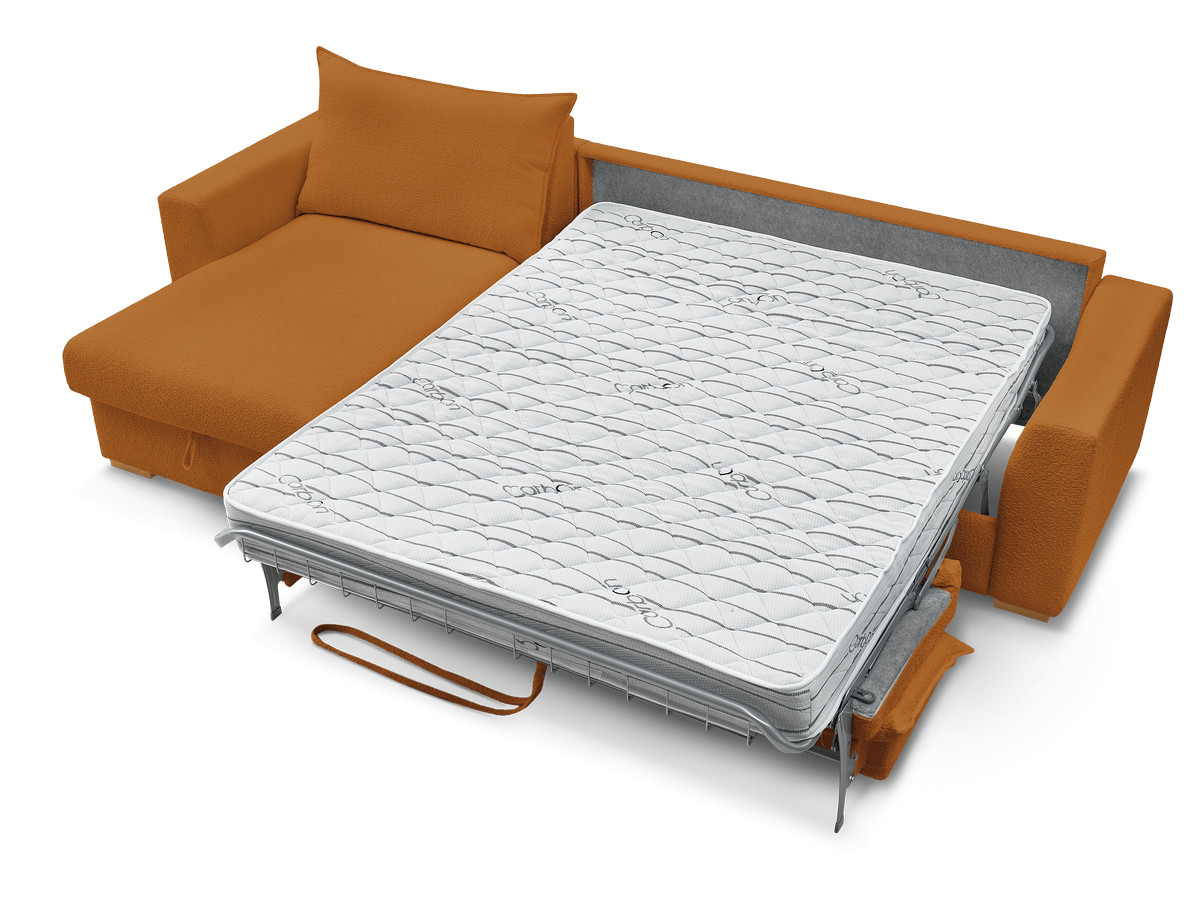 Canapé d'angle réversible convertible ouverture express AUGUSTIN tissu bouclette