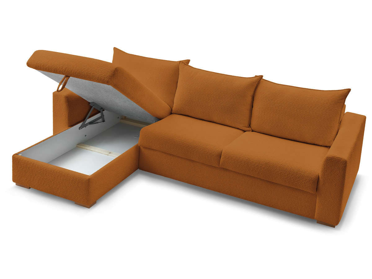 Canapé d'angle réversible convertible ouverture express AUGUSTIN tissu bouclette