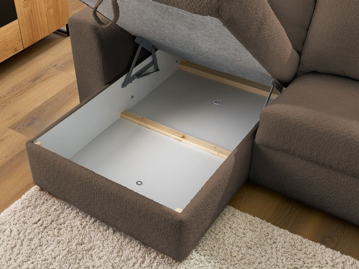 Canapé d'angle réversible convertible ouverture express AUGUSTIN tissu bouclette