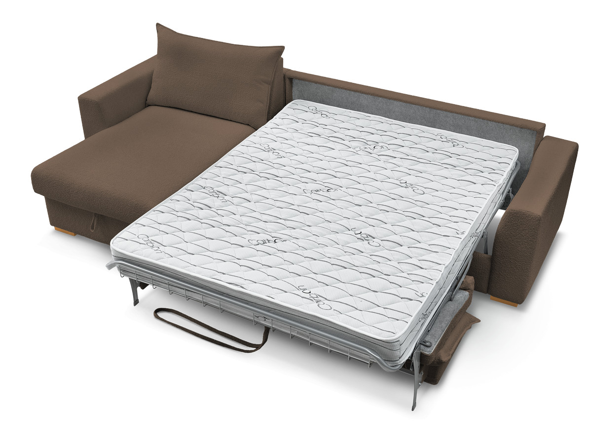 Canapé d'angle réversible convertible ouverture express AUGUSTIN tissu bouclette