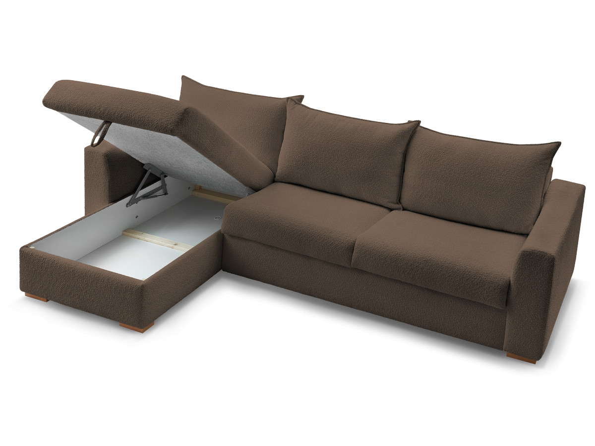 Canapé d'angle réversible convertible ouverture express AUGUSTIN tissu bouclette
