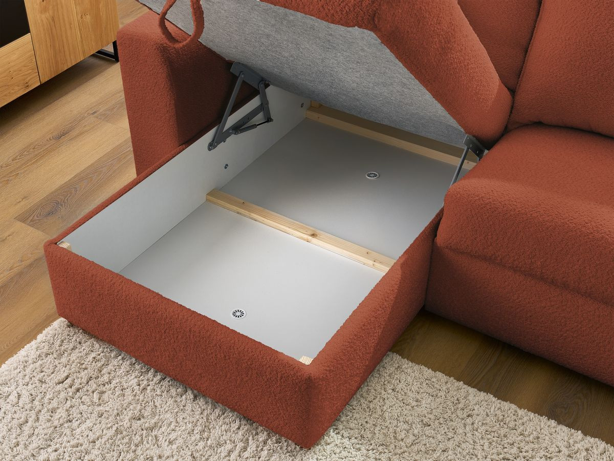 Canapé d'angle réversible convertible ouverture express AUGUSTIN tissu bouclette