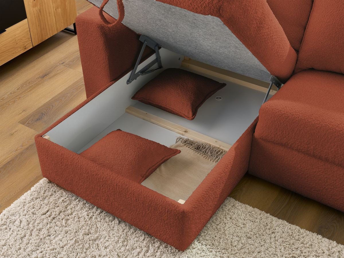 Canapé d'angle réversible convertible ouverture express AUGUSTIN tissu bouclette