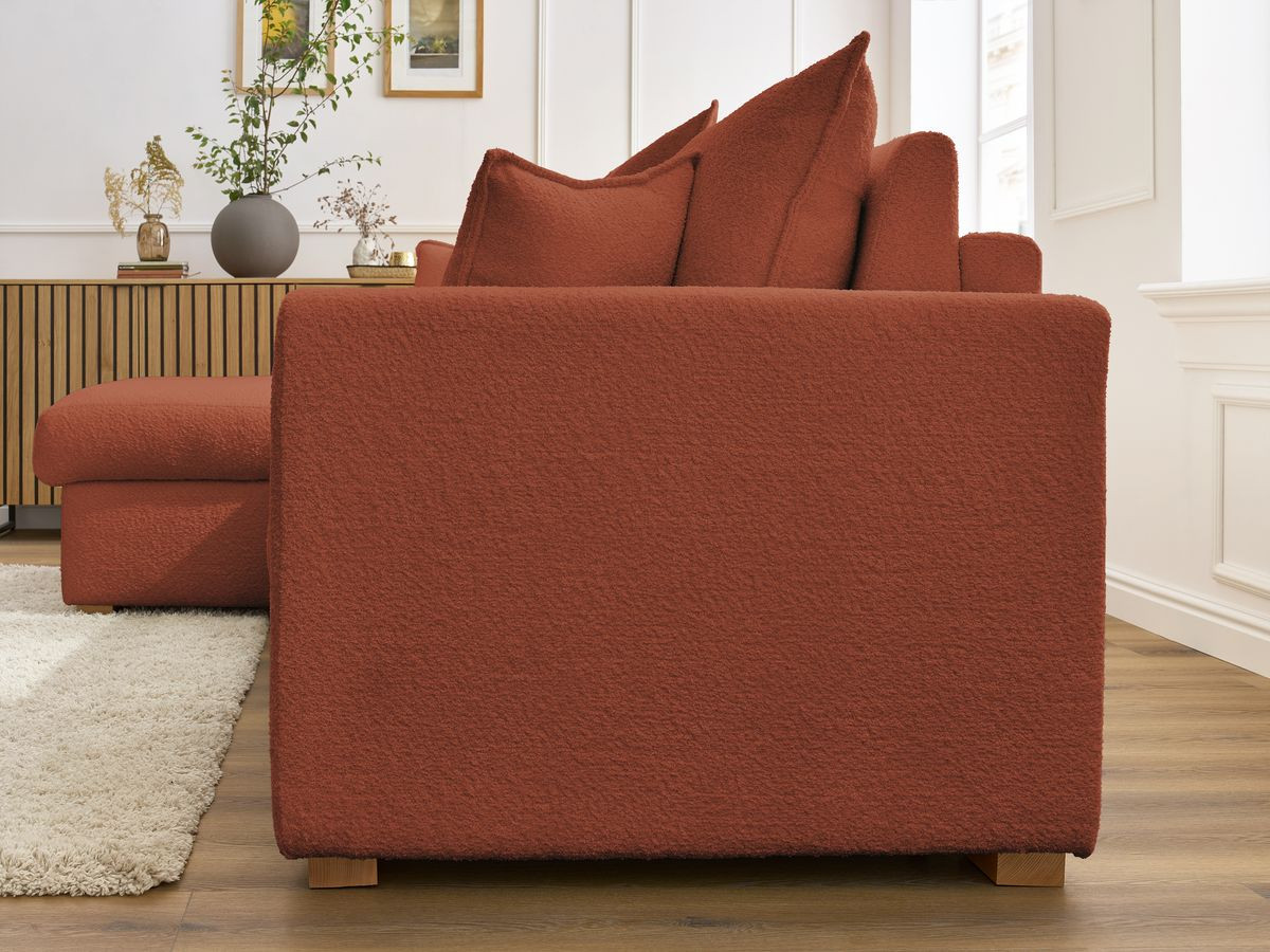 Canapé d'angle réversible convertible ouverture express AUGUSTIN tissu bouclette