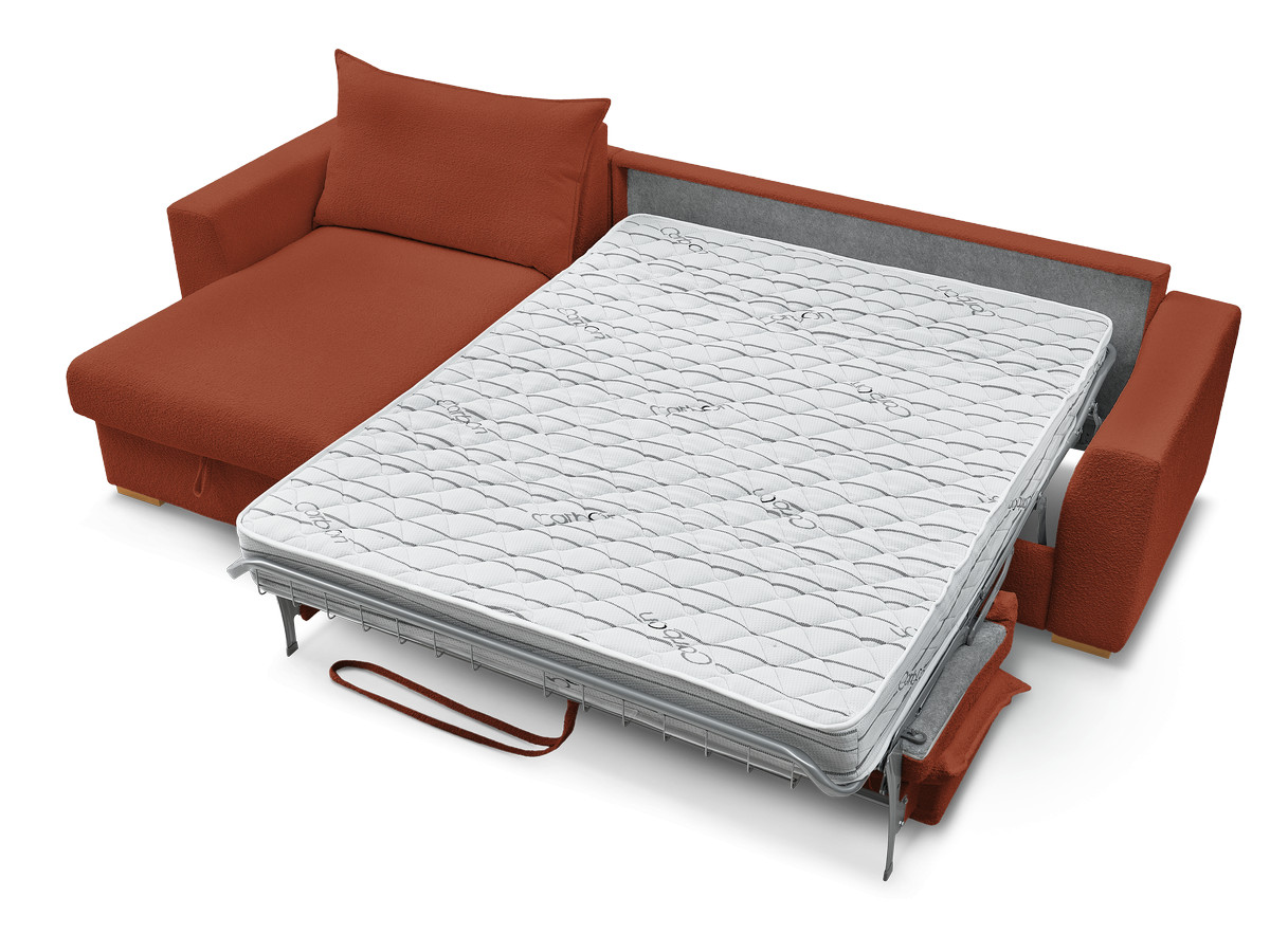 Canapé d'angle réversible convertible ouverture express AUGUSTIN tissu bouclette