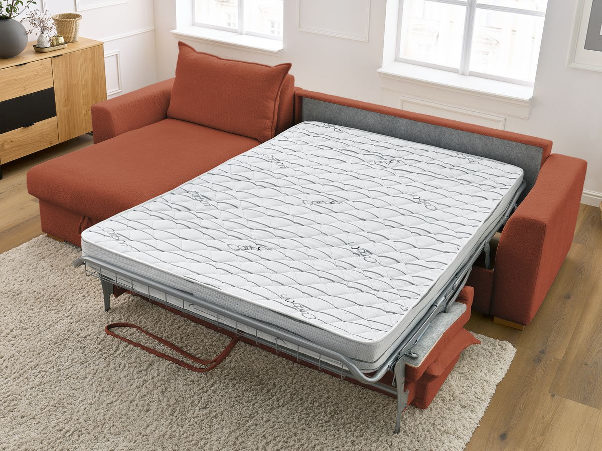 Canapé d'angle réversible convertible ouverture express AUGUSTIN tissu bouclette
