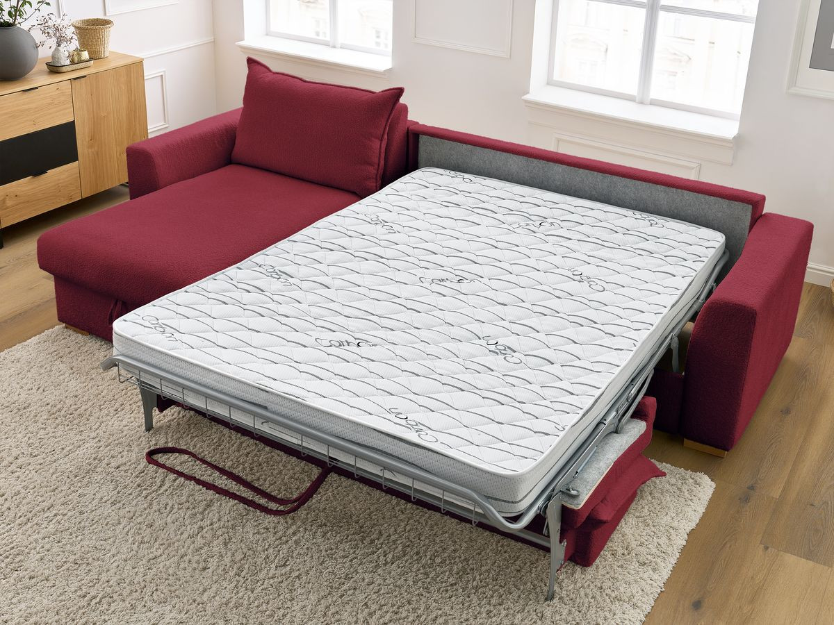 Canapé d'angle réversible convertible ouverture express AUGUSTIN tissu bouclette