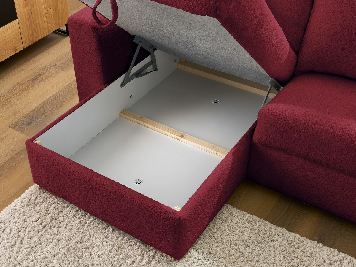 Canapé d'angle réversible convertible ouverture express AUGUSTIN tissu bouclette