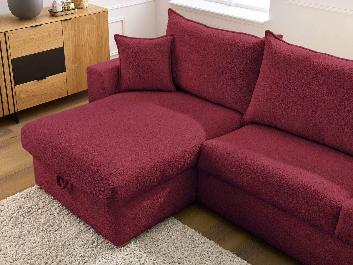 Canapé d'angle réversible convertible ouverture express AUGUSTIN tissu bouclette
