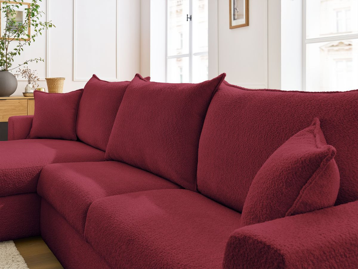 Canapé d'angle réversible convertible ouverture express AUGUSTIN tissu bouclette