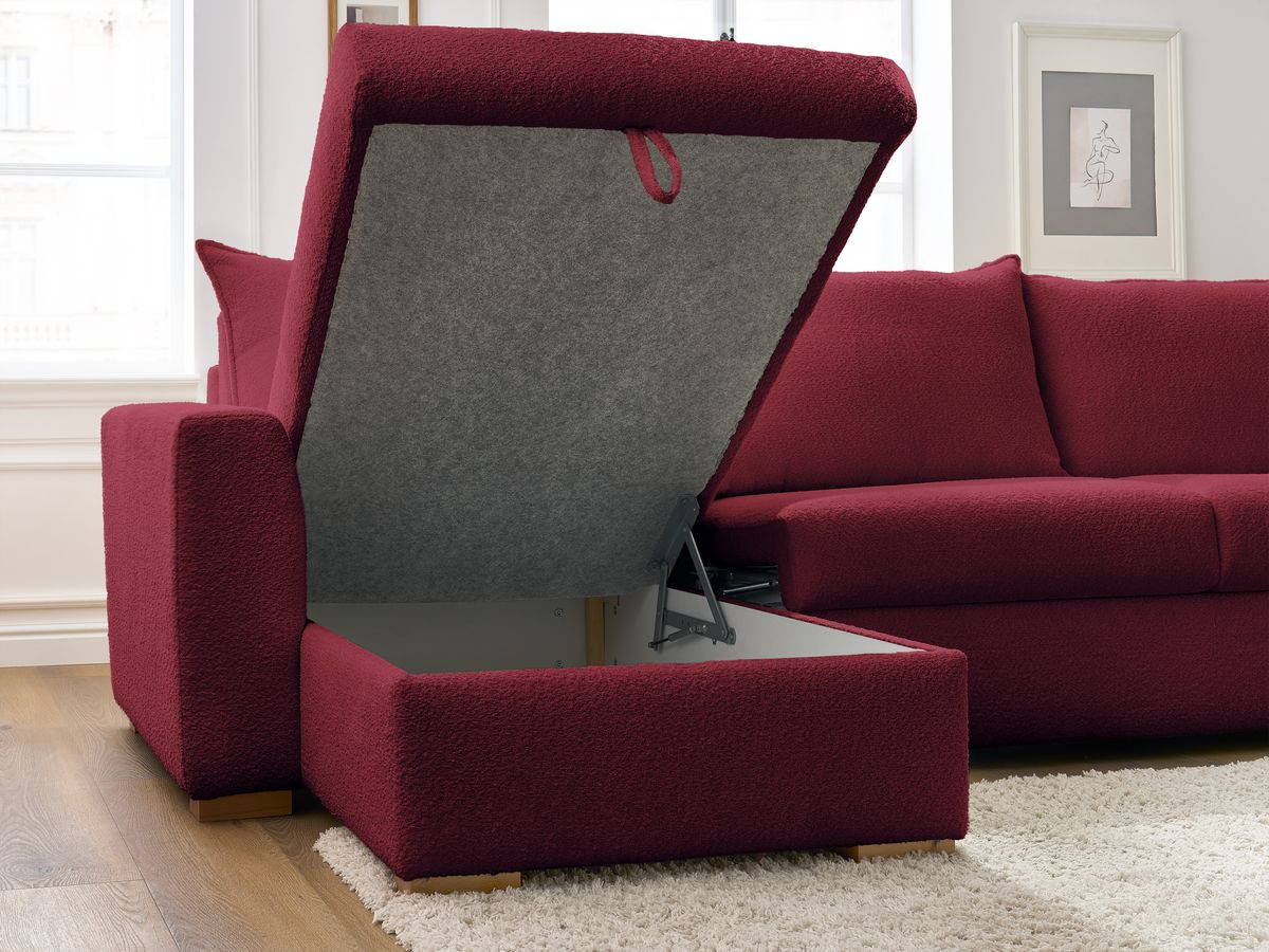 Canapé d'angle réversible convertible ouverture express AUGUSTIN tissu bouclette