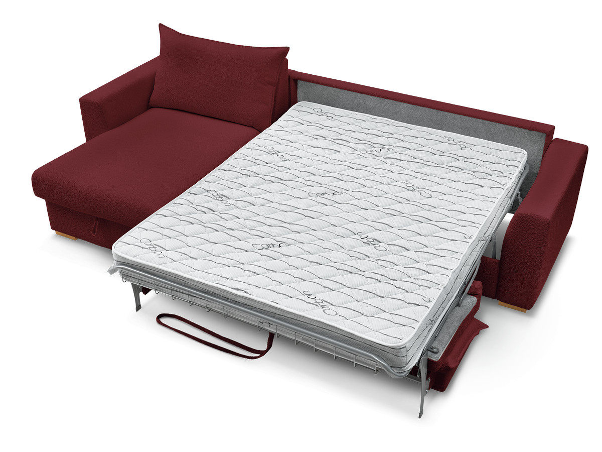 Canapé d'angle réversible convertible ouverture express AUGUSTIN tissu bouclette