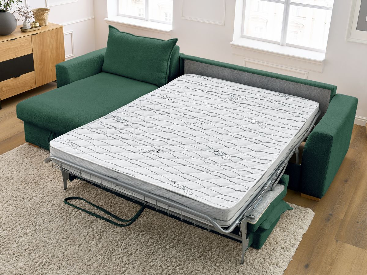 Canapé d'angle réversible convertible ouverture express AUGUSTIN tissu bouclette
