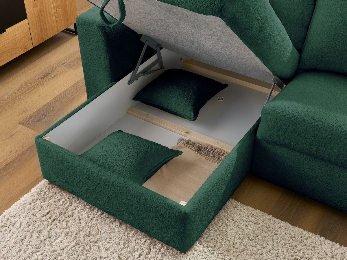 Canapé d'angle réversible convertible ouverture express AUGUSTIN tissu bouclette