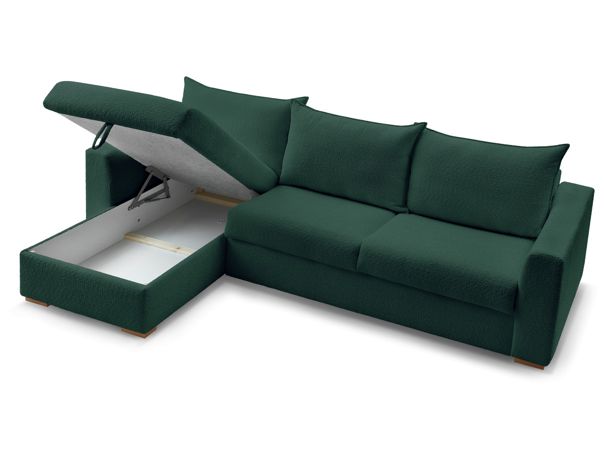 Canapé d'angle réversible convertible ouverture express AUGUSTIN tissu bouclette