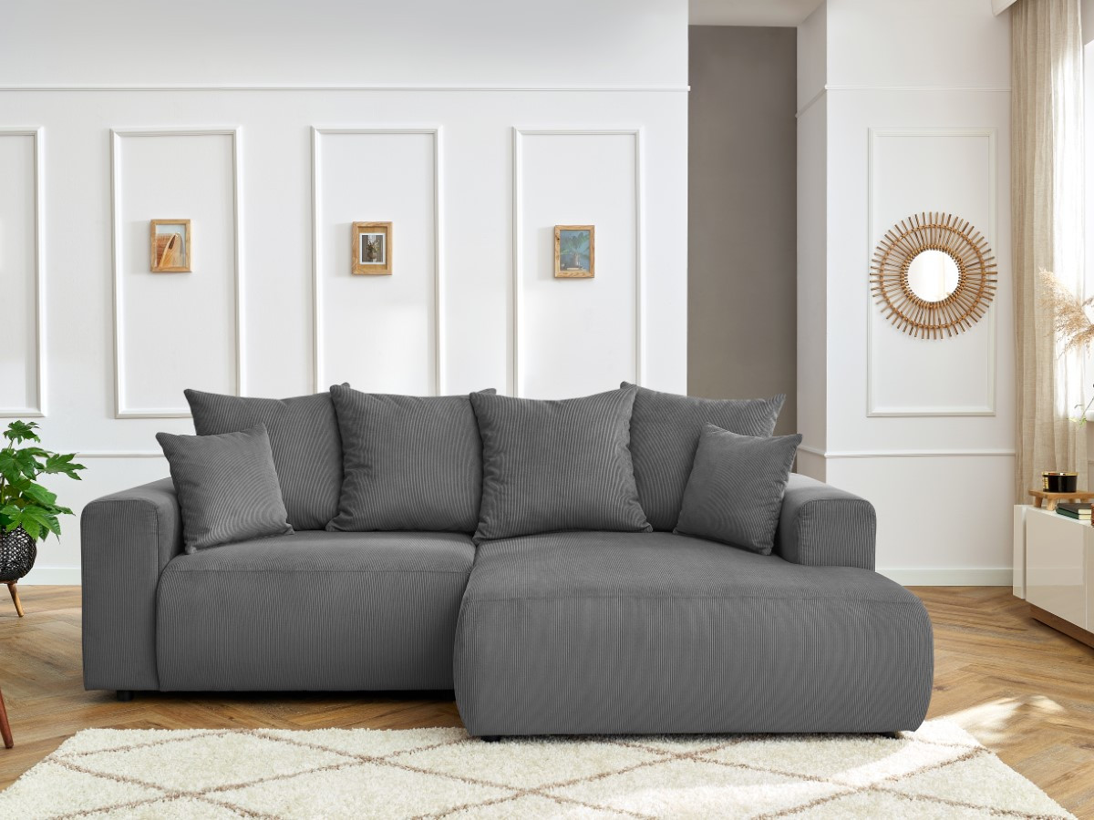 Canapé d'angle ENJOY Velours côtelé gris foncé — vue 5