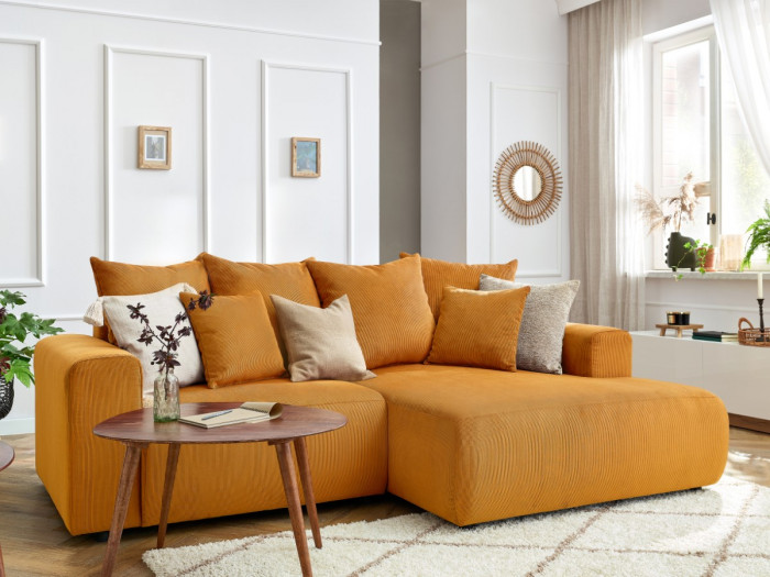 Canapé d'angle fixe ENJOY Velours côtelé