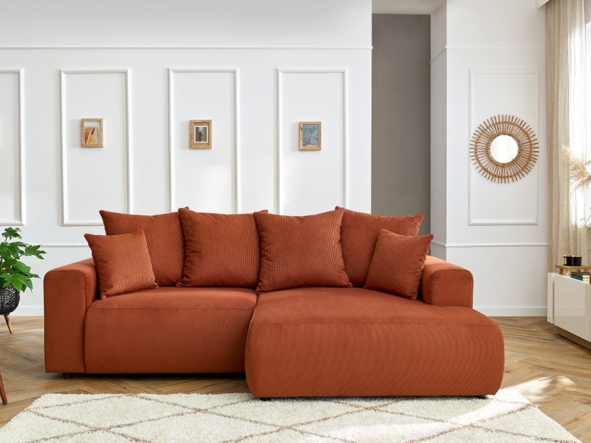 Canapé d'angle ENJOY Velours côtelé orange — vue 5