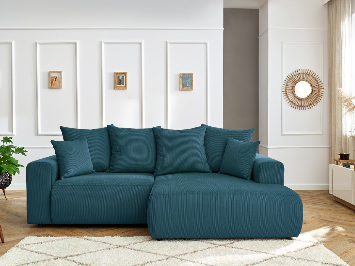 Canapé d'angle ENJOY Velours côtelé bleu foncé — vue 5