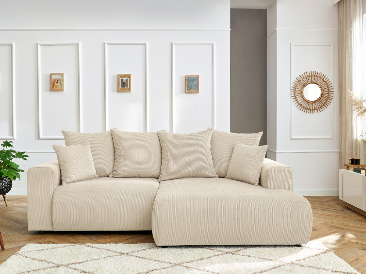 Canapé d'angle ENJOY Velours côtelé beige — vue 5