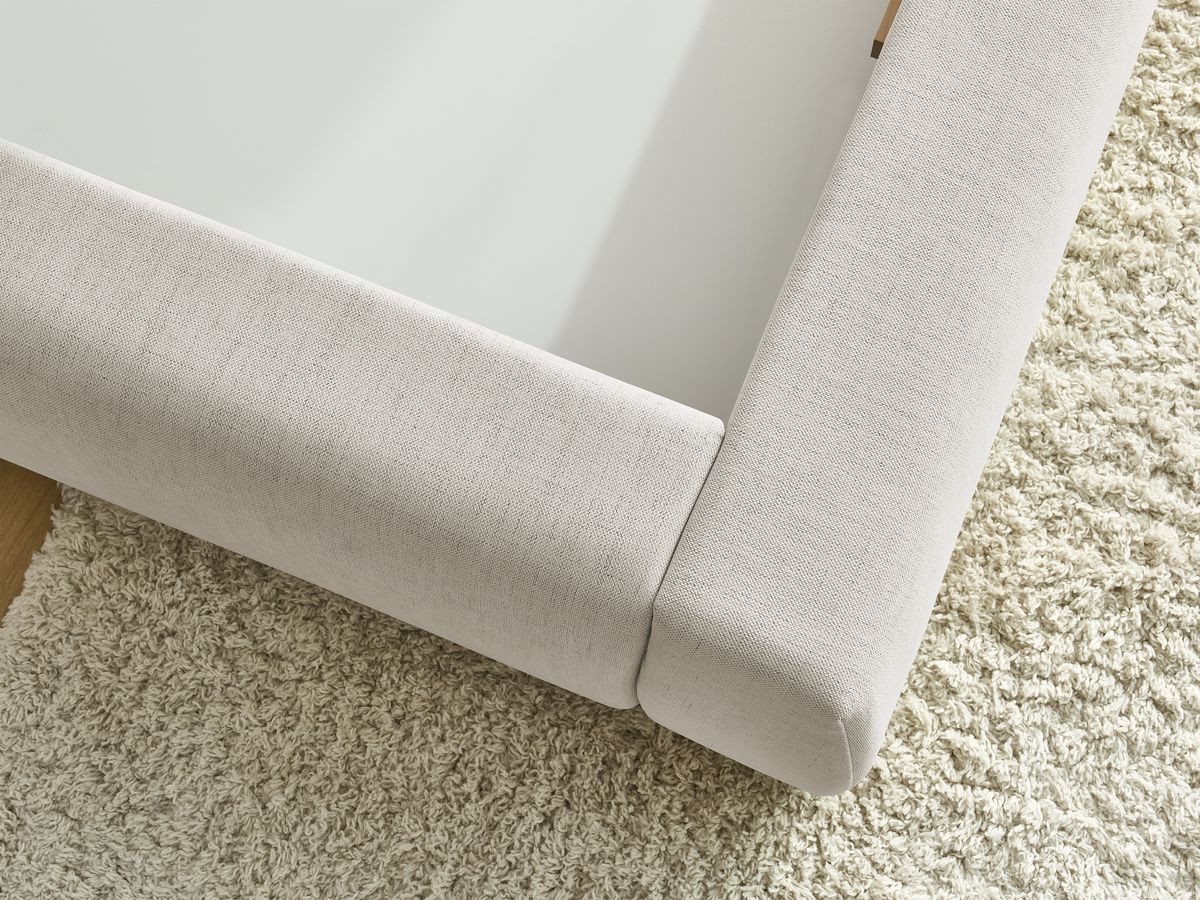 Canapé d'angle fixe EVEREST tissu chiné - Orange - Angle droit - 10 coussins