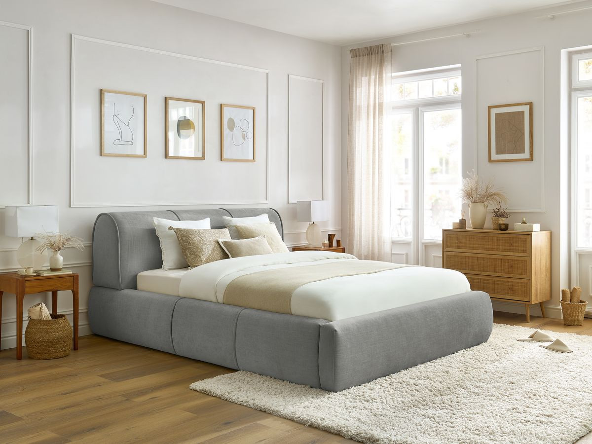 Lit coffre VERNON gris clair