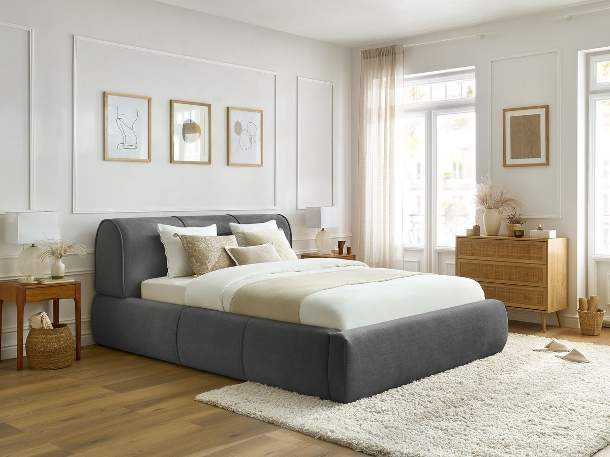 Lit coffre VERNON gris foncé